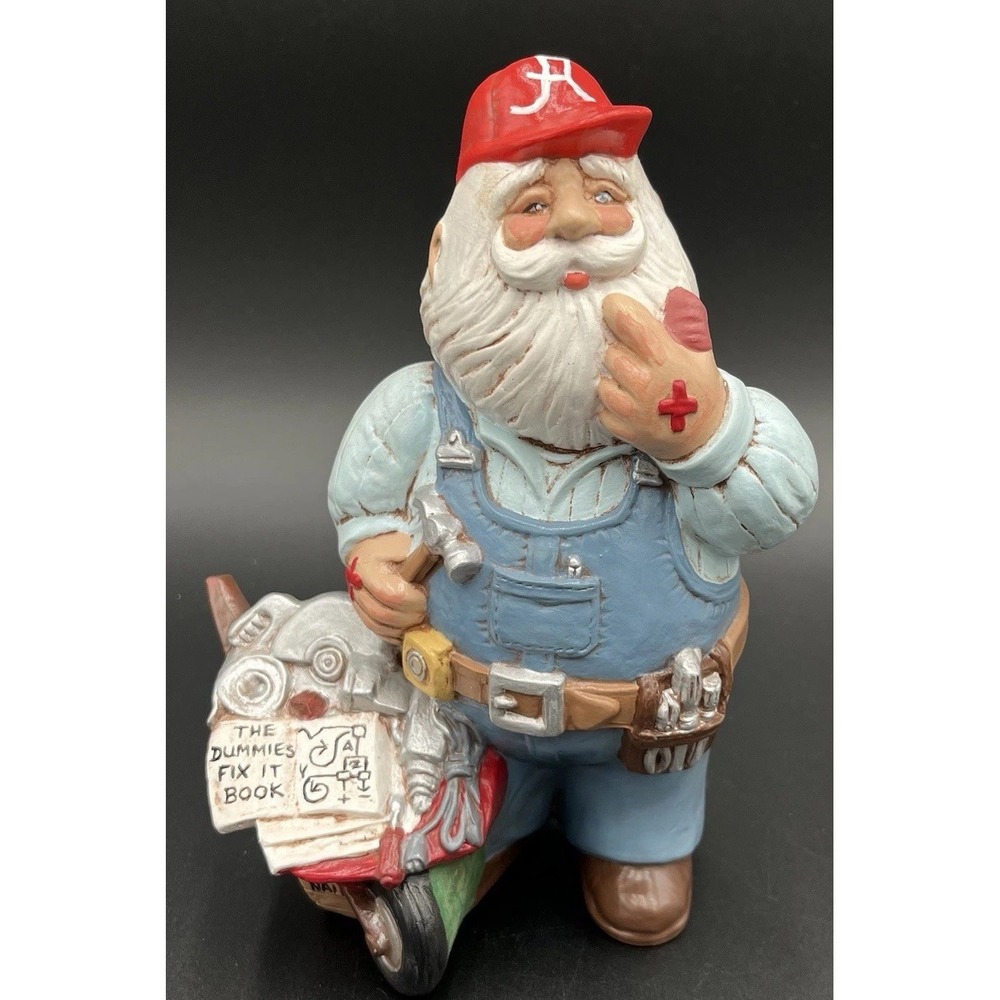 Vtg Christmas Handmade Ceramic Mr. Fix It Santa By Margie Hatcher Of Alabama